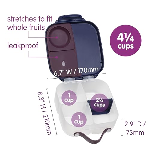 b.box Harry Potter Mini Lunch Box Kids | 4.25 Cup Leak Proof Bento Box for Kids Ages 3+ | 3 Compartment Snack Containers, School Lunch Container, Dishwasher Safe, BPA-Free, PFAS-Free - color: Harry Potter, size: 1-pack