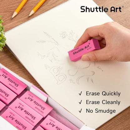 Pink Erasers, Shuttle Art 120 Pack Pink Erasers Bulk for School, Office, Latex-Free Soft Eraser for Kids, Teachers as School Supplies - color: Pink
