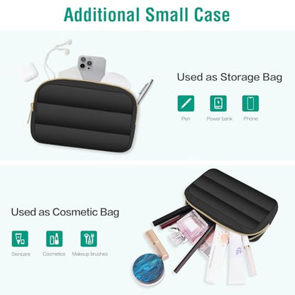 MOSISO Laptop Case 16 inch, 15-15.6 inch Puffy Laptop Sleeve, Black | Compatible with MacBook Pro 16 M5 M4 M3 M2 M1, HP Dell ASUS Acer Toshiba Lenovo, Polyester Horizontal Bag with Small Case - color: Black, size: 16 inch