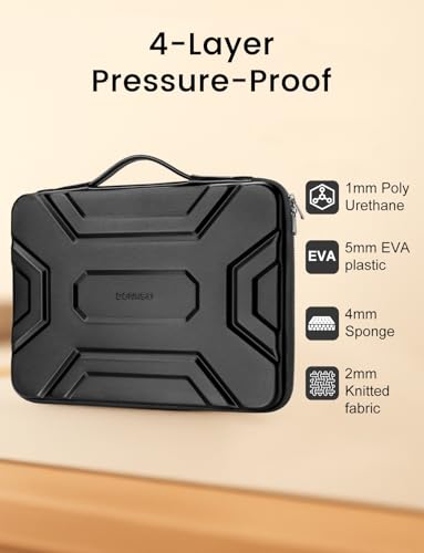 DOMISO 14 inch Laptop Sleeve with Handle, Shockproof & Waterproof EVA Protective Laptop case, Hard Laptop Sleeve for 14" HP Dell Asus Lenovo Laptop, Black - color: Black, size: 14 inch