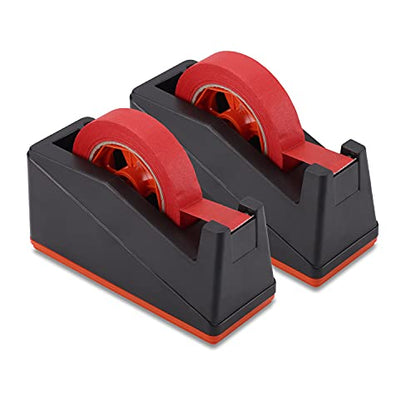 Lichamp 2 Pack Desktop Tape Dispenser Holder with Large 3 Inch Core for Masking, Heat Transfer Sublimation, Painters, Freezer and Kitchen Tapes, 0228BK