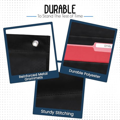 Essex Wares - 20 Pocket File Pocket Chart, Black, 28" Wide x 46" Tall - Versatile Wall Hanging File Folder Organizer for Classroom, Office, Home, and More - Wall Folder Organizer - 20 Pockets - size: 20 Pocket