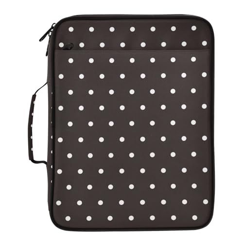 Black and White Polka Dots Accordion File Organizer Expanding File Folder Zipper Binder 3 Ring with Handle 500 Sheets Capacity Document Organizer Storage Bag Multi Pockets Design - color: Black and White Polka Dots