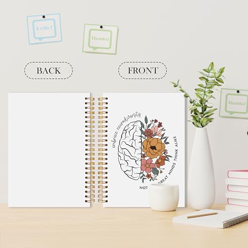 Neurodiversity Mental Health Spiral Notebook, Inspirational Floral Brain Journal for Autism ADHD, Special SPED Education Classroom Supplies, Autism Teacher Gifts, Mental Health Gifts, 5.5x8.3 - color: Neurodiversity Inspirational