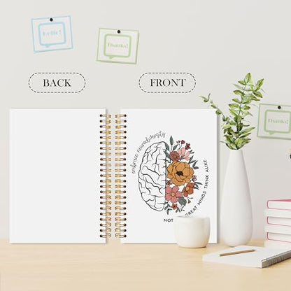 Neurodiversity Mental Health Spiral Notebook, Inspirational Floral Brain Journal for Autism ADHD, Special SPED Education Classroom Supplies, Autism Teacher Gifts, Mental Health Gifts, 5.5x8.3 - color: Neurodiversity Inspirational