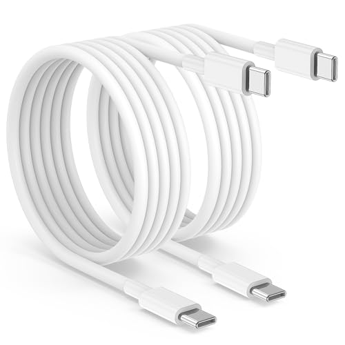 2pack 6ft USB C to C Cable, 60W Type C to Type C Fast Charging Cord for iPhone 17 16 15 Pro, Pro Max, Plus, iPad Pro, MacBook Air 13 inch, iPad Pro, Air, for Samsung Galaxy S25 and More - color: White, size: 6FT