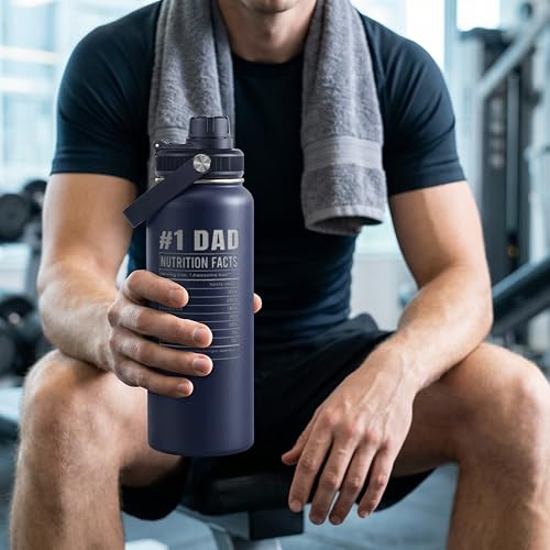 Dad Gift from Daughter, Insulated Stainless Steel Water Bottle 32oz, Awesome Like My Daughter, Vacuum Chug Lid Travel Tumbler for Men Dad, Gift for Birthday Christmas Fathers Day - color: Dad 5