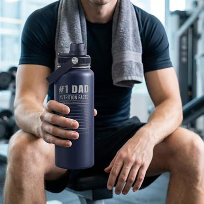 Dad Gift from Daughter, Insulated Stainless Steel Water Bottle 32oz, Awesome Like My Daughter, Vacuum Chug Lid Travel Tumbler for Men Dad, Gift for Birthday Christmas Fathers Day - color: Dad 5