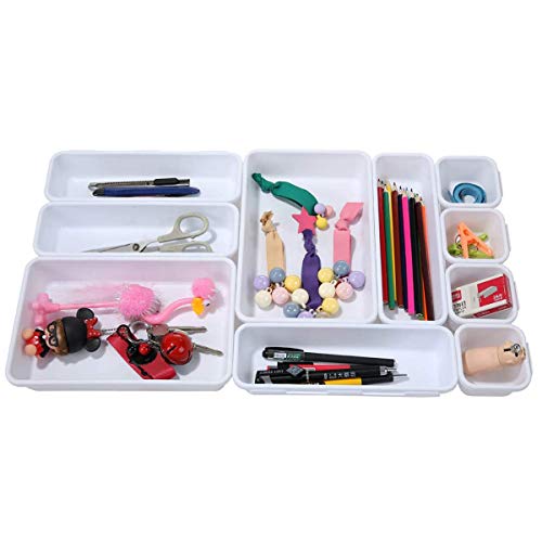 Interlocking Desk Drawer Organizer Separators for Kitchen, Bathroom, Makeup, Office (Set of 10)