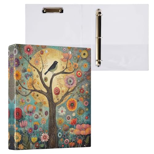 Tree of Life 3 Ring Binder 1.5 inch Binders Three Ring Binders with Clipboard Hold 200 Sheets for Office Supplies - color: Tree of Life