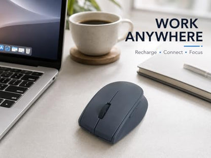 PHILIPS Wireless Mouse, USB-C Rechargeable, Silent, 3-Device | Morandi Design, 5 Programmable Buttons, Bluetooth & 2.4GHz, Laptop, MacBook, iPad, Windows, Multi-Device Switching