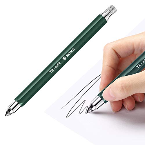 4.0mm Mechanical Pencil Lead Holder with Clip Mechanical Clutch with Built-in Sharpener Automatic Graphite Pencil Lead Pencil For Construction, Draft Drawing, Crafting, Art Sketching - color: Green 4.0mm Pencil