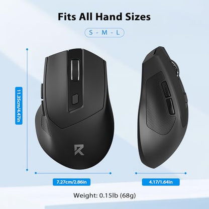 Redragon 노트북용 무선 마우스, USB 수신기가 있는 2.4GHz 컴퓨터 마우스 | 최대 24개월 배터리 수명, 최대 4000 DPI 레벨 5 DPI 레벨, 6 버튼, 자동 슬립, 플러그 앤 플레이, 땀 방지 그립