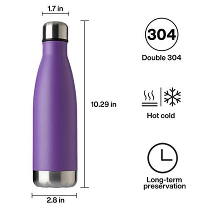 MEWAY 17oz Sport Water Bottle 8 Pack Vacuum Insulated Stainless Steel Leak-Proof Double Wall Cola Shape Water Bottle,Keep Drinks Hot & Cold (Purple,8 Pack) - color: Purple