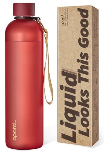 Opard Slim Water Bottle 32oz, Dishwasher Safe Plastic Water Bottle BPA-Free, Leakproof Screw Top, Cranberries Red, Reusable for Travel School Sport Gym Hiking - color: Cranberries Red(32oz), size: 32 Ounces