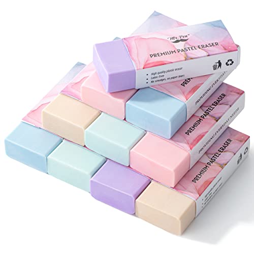 Mr. Pen- Pencil Eraser, 10 Pack, Pastel Colors | Large Latex Free Vinyl Block Erasers for School, Office, Art Sketching, Homework, Exams, Clean Smudge-Free Correction - color: Pastel Colors