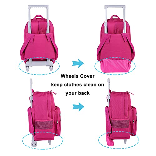 Tilami Rolling Backpack 18 inch Double Handle Wheeled Boys Girls Travel School Children Luggage Toddler Trip, Deep Pink - color: Deep Purple