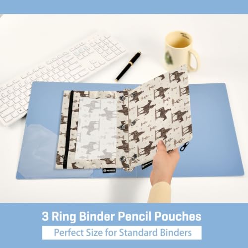 Retro Cactis Cowboys Binder Pencil Pouches, Pencil Case with Clear Window 3 Rings Pen Case Holder School Office Supplies Cosmetic Makeup Bag 2 Pack - color: multicolored-2