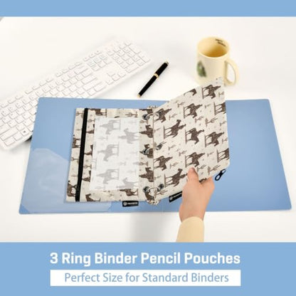 Retro Cactis Cowboys Binder Pencil Pouches, Pencil Case with Clear Window 3 Rings Pen Case Holder School Office Supplies Cosmetic Makeup Bag 2 Pack - color: multicolored-2