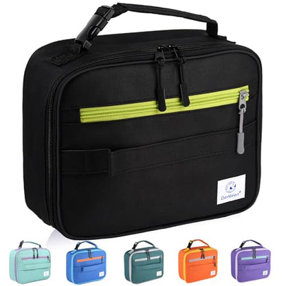 Genteen Lunch Box Kids, Insulated Lunch Bag Kids Boys Girls Back to School, Soft Lunch Box for Men Reusable Lunchbox for Office,Outdoor,School (Black) - color: Black