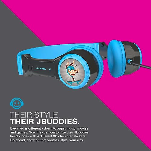 JLab JBuddies Folding Kids Wired Headphones with Volume limiting and Noise Isolation, Gray/Blue - color: Blue/Gray, style: Folding