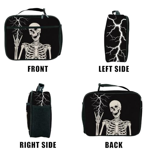Goth Skull Lunch Bag Insulated Reusable Lunch Box Kids Girls Boys Cooler Thermal Tote Bag For Men Women School Work Picnic - color: Goth Skull