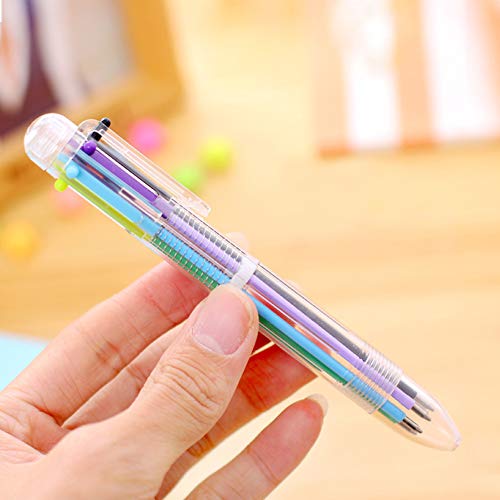 Hutou 6 Pack 0.5mm 6-in-1 Multicolor Ballpoint Pens, Kids Party Favors Pen | Retractable Pens for Office School Supplies Students Children Gift