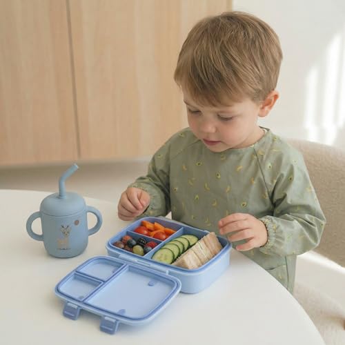 Kids Bento Explorer Lunch Box, 3 No-Mix Compartments, Microwave & Dishwasher Safe, Lightweight with Removable Tray, for Daycare, Preschool, School (Blue Ice) - color: Blue Ice