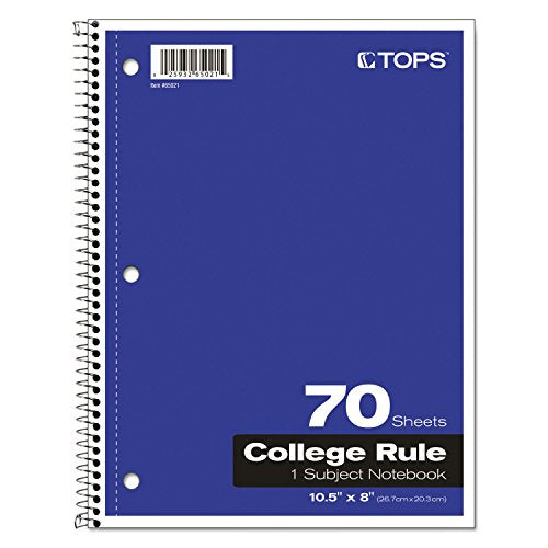 Oxford Spiral Notebook, 1-Subject, College Ruled Paper, 70 Sheets, Color May Vary, 1/Notebook (65021) (Pack of 1) - style: 70 Sheets (College Rule)