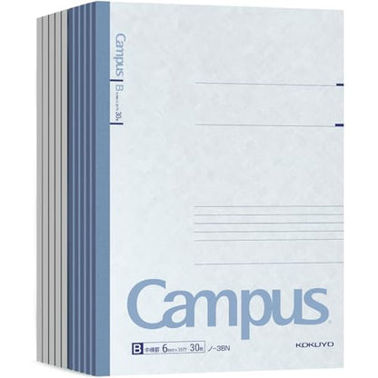 KOKUYO Campus Composition Notebook, 7 x 10 inch Lined Notebooks with 30 Sheets 6mm Ruled Paper, 10 Pack B5 Blue Notebook for School and Work, School Supplies Comp Book for Journal Diary - color: Blue