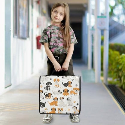 3 Ring Zipper Binder With Shoulder Strap Documents Storage Organizer Animal Dog - color: Dogs Paws