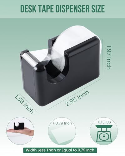 Lichamp 10 Pack Office Desktop Tape Dispenser Includes 10 Rolls of 1 Inch Core Tapes 3/4 in x 1000 in, Red and Black Desk Tape Dispensers Non-Skid Base, Great for School, Office and Home