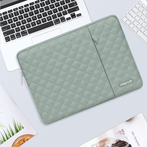 MOSISO Laptop Case 13.3 inch, 13-13.3 inch Laptop Sleeve Compatible with MacBook Air/Pro 13 / Pro 14, HP Dell Acer ASUS Lenovo,Square Quilted Vertical Computer Bag with Pocket&Small Case,Antique Green - color: Antique Green, size: 13.3 inch