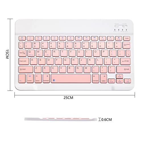Ultra-Slim Bluetooth Keyboard Portable Mini Wireless Keyboard Rechargeable for Apple iPad iPhone Samsung Tablet Phone Smartphone iPadOS iOS Android (10 inch Pink) - color: 10 inch Pink