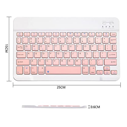 Ultra-Slim Bluetooth Keyboard Portable Mini Wireless Keyboard Rechargeable for Apple iPad iPhone Samsung Tablet Phone Smartphone iPadOS iOS Android (10 inch Pink) - color: 10 inch Pink