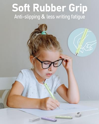 Four Candies Cute Mechanical Pencil Set with Case, 0.7 mm | 4PCS Pastel Aesthetic Mechanical Pencils with 480PCS HB Lead Refills, 2 Erasers, 12 Eraser Refills School Supplies - size: 0.7MM