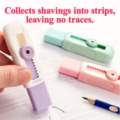 M&G 4+1 Pack Rubber Erasers Sliding Retractable Eraser, Soft Cute Erasers Push Pull Large Pencil Eraser with Plastic Sleeve 4 Refill Eraser for Students Kids, School Office Home Supplies (Purple) - color: Purple