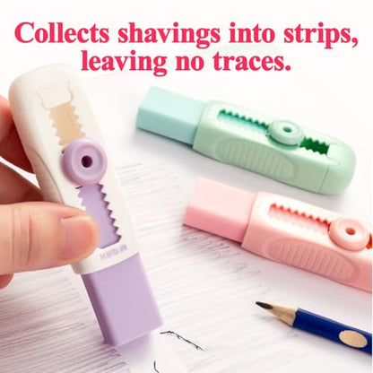 M&G 4+1 Pack Rubber Erasers Sliding Retractable Eraser, Soft Cute Erasers Push Pull Large Pencil Eraser with Plastic Sleeve 4 Refill Eraser for Students Kids, School Office Home Supplies (Purple) - color: Purple