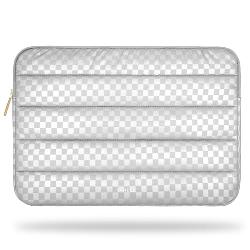 Vandel Puffy Laptop Sleeve Case, 13-14 inch Laptop Sleeve Bag Case 13.3 Inch, Compatible with MacBook Air/Pro 13/Pro 14/iPad Pro 12.9, HP Dell ASUS Computer Bag Cover, Checker Silver - color: b. Checker Silver