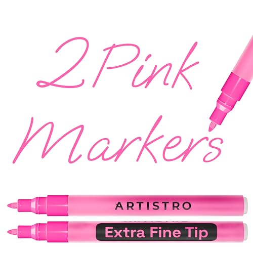 ARTISTRO 2 Pink Acrylic Paint Markers - 0.7mm Extra Fine-Tip Paint Pens - Perfect for Crafting, Art Projects, & More - color: Pink, style: Extra Fine