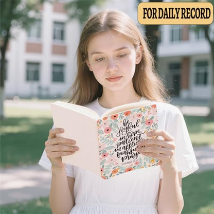 Cute flower Christian Hard Shell Journal Notebook, Bible Verse Gifts for Women, College Ruled Notebook, Inspirational Hardcover Notebooks, Journals for Writing Planner Note Taking 200 Sheets - color: Multi 1154
