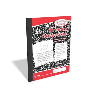 STAPLES 1-Subject Composition Notebooks, 7.5" x 9.75", Primary Ruled, 100 Sheets, Black/Red, 5/Pack - style: 5 Pack