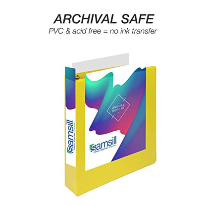 Samsill Durable 1.5 inch 3 Ring Binder, D Ring Binder, 100% Recycled Chipboard, Yellow - color: Yellow, size: 1 Pack, style: 1.5 Inch