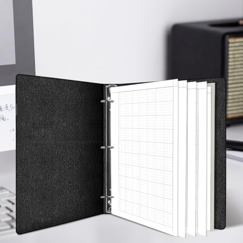 Yaridar Engineering Computation Pad - 50 Sheets/100 Pages Graph Paper, 5 x 5 Graph Rule on Back, 3-Hole Engineering Notebooks, 100 Gsm White Tint Paper, 8-1/2" x 11" - size: 1-Pack, style: 3-Hole-Black