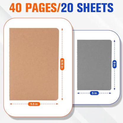 12 Pack A5 Lined Kraft Paper Journals Bulk, Notebooks for Work | A5 Notebook, 8.3" x 5.5" Inch Lined Composition Notebook, College Ruled Journal Notebook for School, 40 Pages / 20 Sheets - color: brown kraft 12 Pcs (One Item)