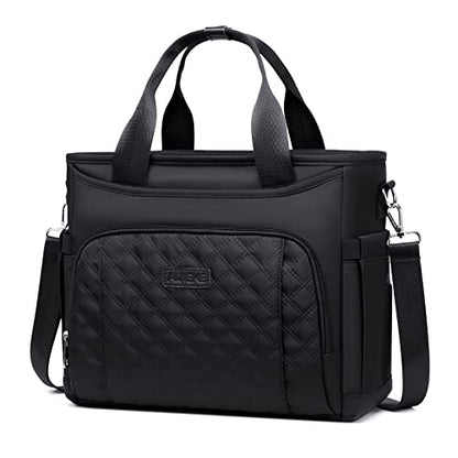 AIJIEKE Large Insulated Lunch Bag for Women Men, Work Lunch Box Tote, Black | Leakproof, durable multi-compartment cooler. Reusable with shoulder strap. Perfect for travel meal prep, picnic, beach - color: Black