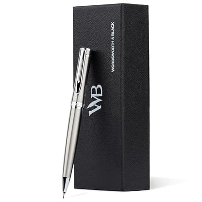 Wordsworth and Black Mechanical Pencil Graphite Lead- Stunning Luxury Metal Pencil, Silver Chrome Finish, 0.7mm Led, Best Gift Set for Men & Women, Professional Executive Office Pencils - color: Silver Chrome