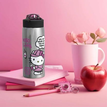 Zak Designs Sanrio Water Bottle for Travel and At Home, 19 oz Vacuum Insulated Stainless Steel with Locking Spout Cover, Built-In Carrying Loop, Leak-Proof Design (Hello Kitty) - color: Hello Kitty