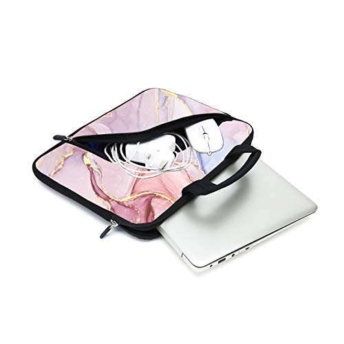 Laptop Sleeves 14 15 15.4 15.6 Chromebook Case Notebook Sleeve PC Messenger Bag Tablet Case Neoprene Handle Sleeve for Men Women, Two Pockets (Pink Marble) - color: Pink Marble