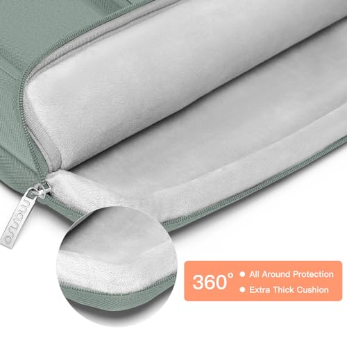 MOSISO 360 Protective Laptop Case 13.3 inch, 13-13.3 inch Laptop Sleeve | Compatible with MacBook Air/Pro 13 / Pro 14, HP Dell ASUS Lenovo,Side Open Bag with 2 Raised&1 Flapover Pockets,Antique Green - color: Antique Green, size: 13.3 inch